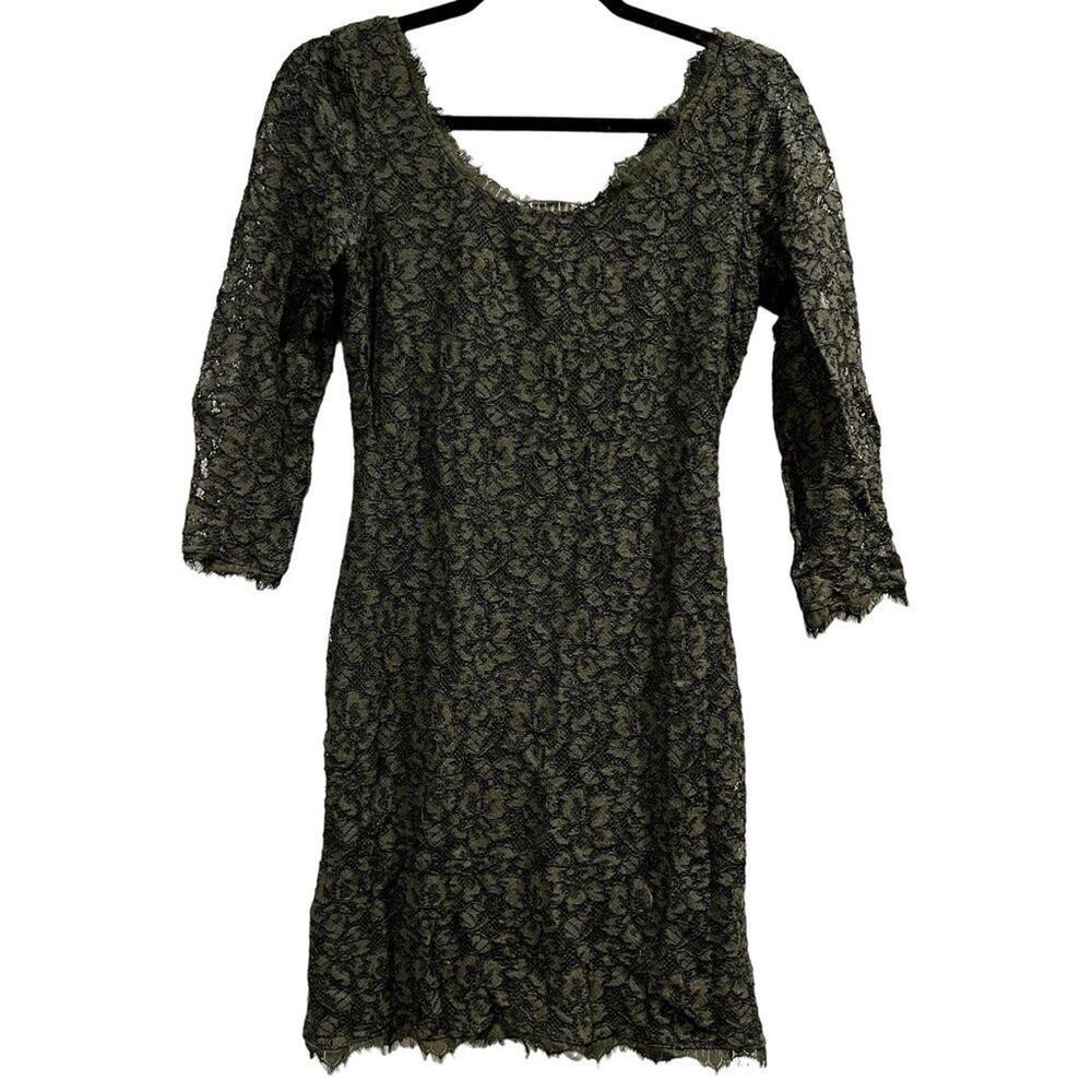 Diane Von Furstenberg Zarita Scoop Lace Dress Women 2 Green Silk Party Designer